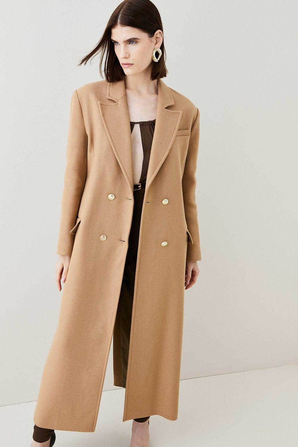 Italian Virgin Wool Maxi Oversized Coat | Karen Millen UK + IE + DE + NL