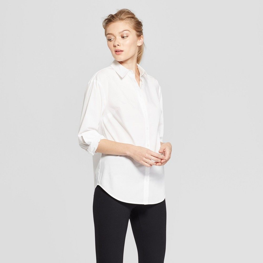 Women's Long Sleeve Any Day Shirt - A New Day White XS | Target
