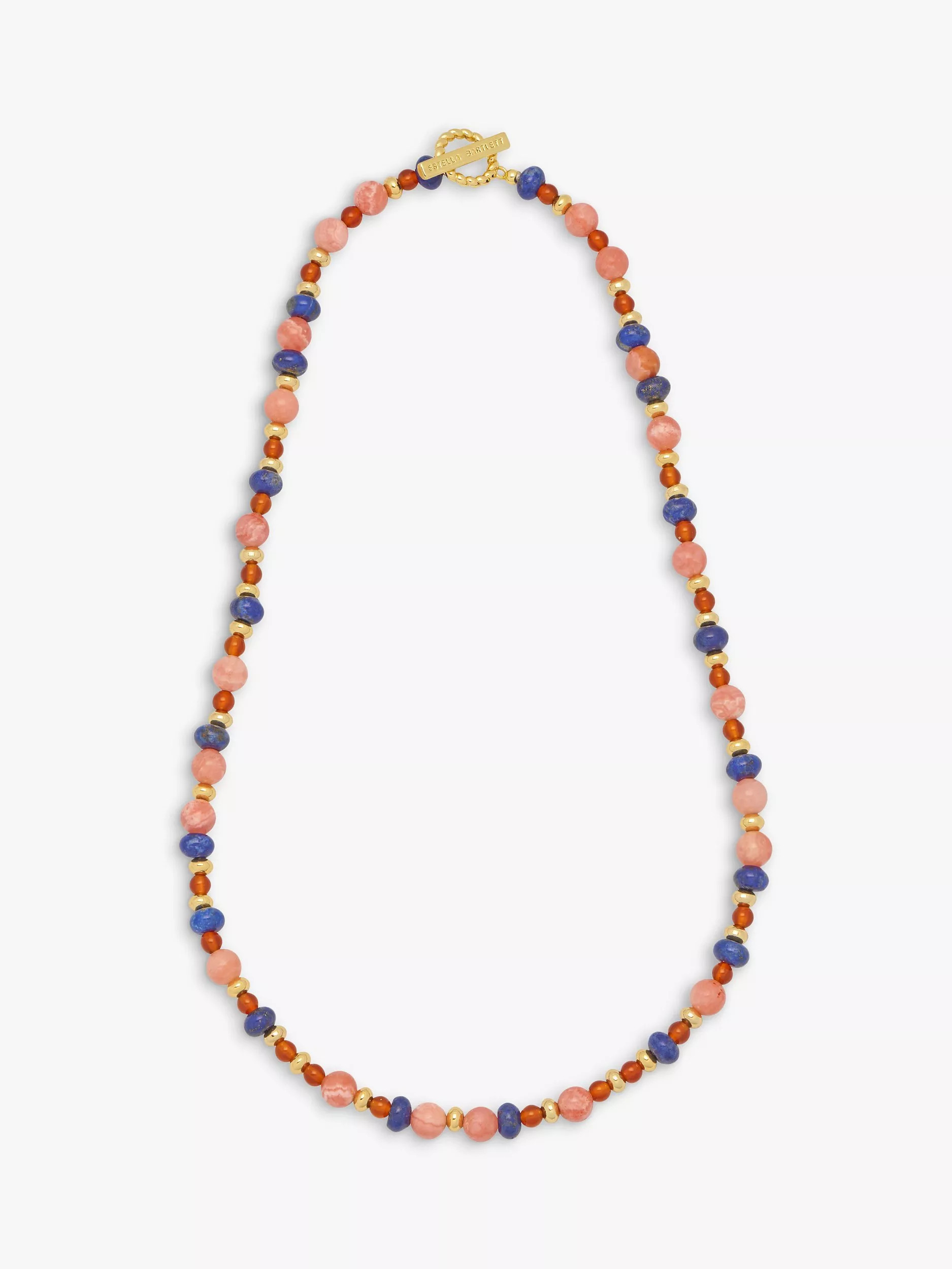 Estella BartlettLapis And Agate T-Bar Necklace, Gold/Multi | John Lewis (UK)