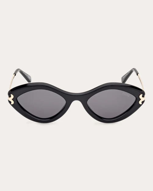 Shiny Black & Smoke Geometric Sunglasses | Olivela