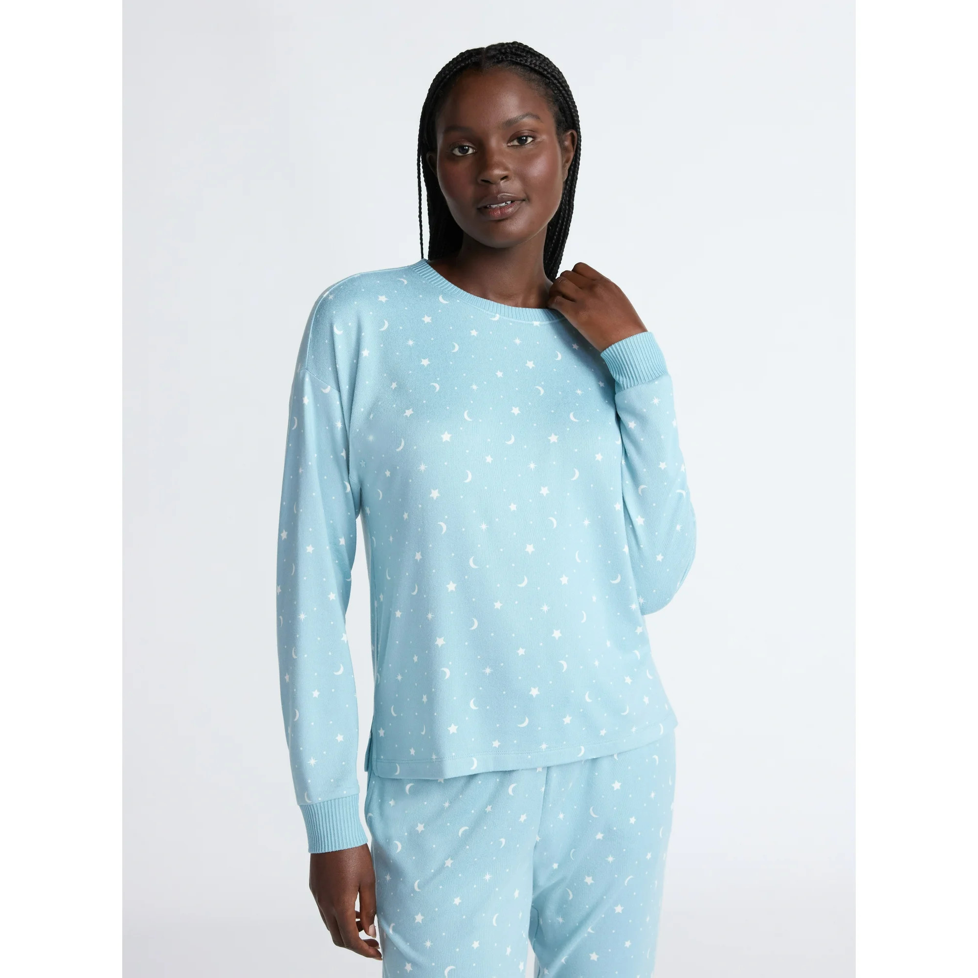 Joyspun Women's Cozy Lounge Collection Hacci Knit Sleep Top with Long Sleeves, Sizes XS-3X | Walmart (US)