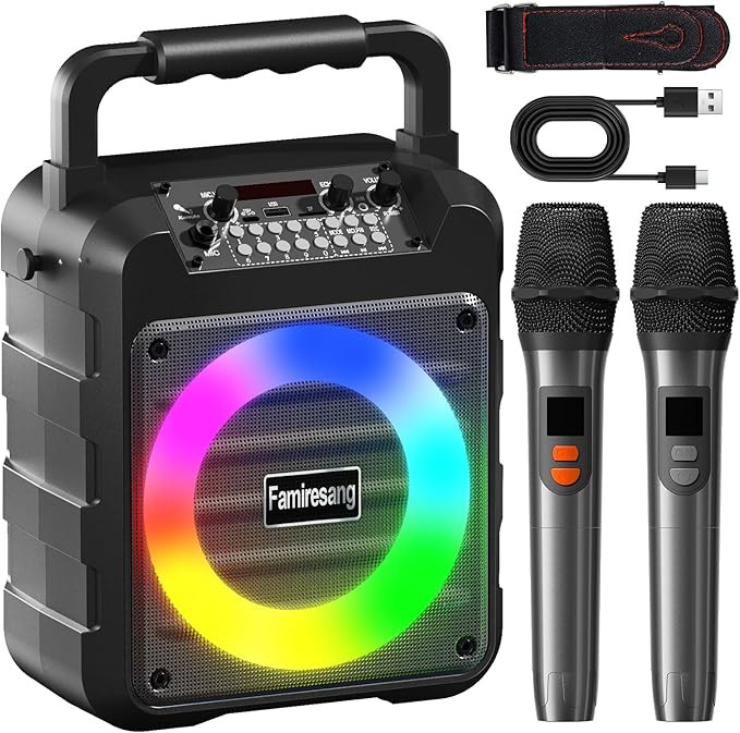 Karaoke Machine for Adults - Portable Bluetooth Karaoke Speaker with Two Wireless Microphones, PA... | Amazon (US)