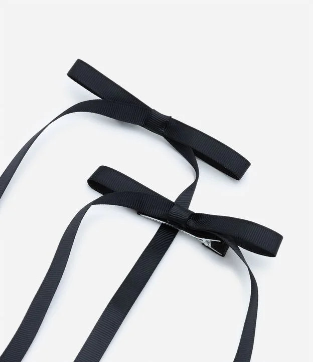 Kit 02 Presilhas de Cabelo com Laço Acetinado Preto | Renner (BR)