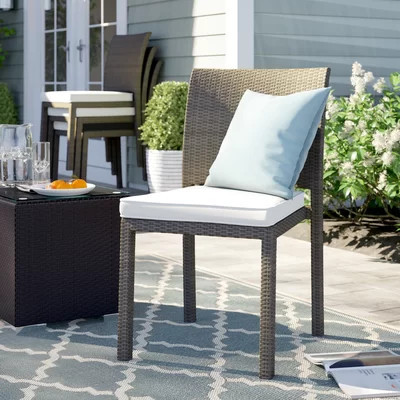 Stacking Patio Dining Side Chair with Cushion | Wayfair North America