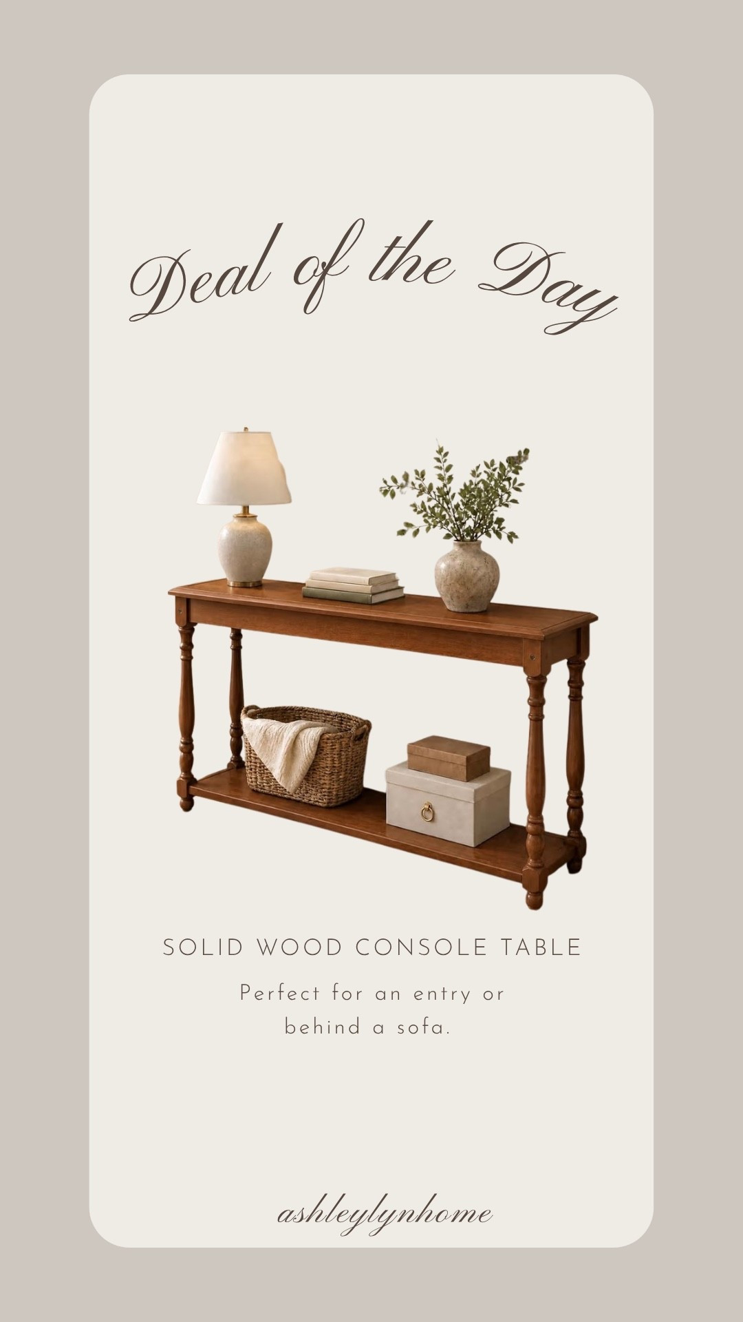 — DEAL OF THE DAY —
This solid wood console table is perfect for an entry or behind a sofa. The price is SO good especially for solid wood construction.

#LTKHome #LTKSaleAlert