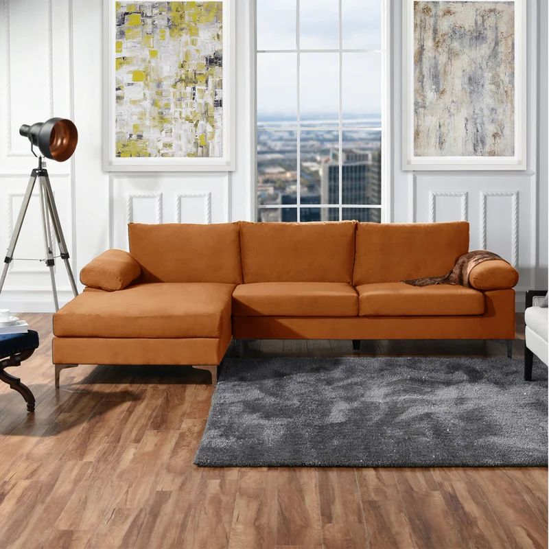 Martello 101" Wide Velvet Left Hand Facing Sofa & Chaise | Wayfair North America