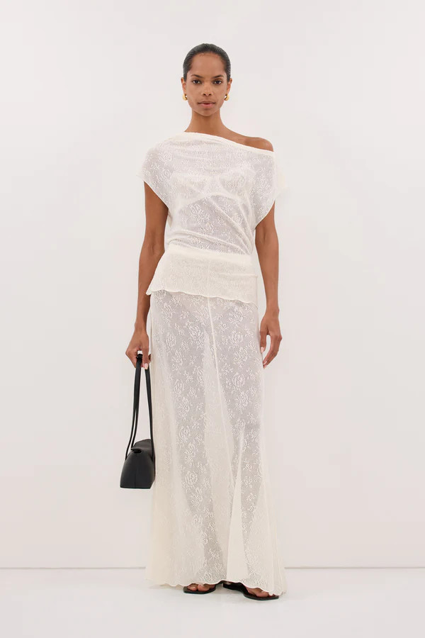 DELIA OFF WHITE LACE MAXI SKIRT | DISSH