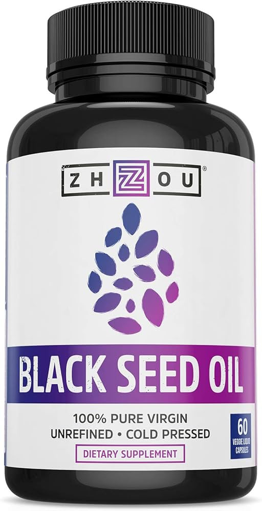 Zhou Nutrition Black Seed Oil Capsules, 100% Virgin, Cold Pressed Source of Omega 3 6 9, Super An... | Amazon (US)