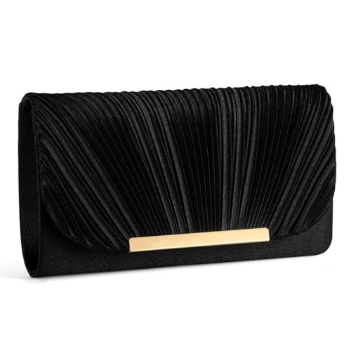 XquiziFit Black Clutch Evening Satin Purse Women's Evening Handbag Formal Clutch Purses for Women Evening Bag | Amazon (US)
