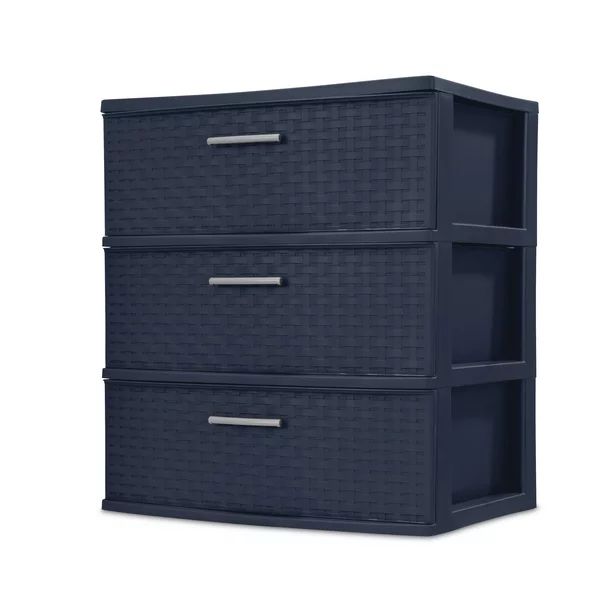 Sterilite 3 Drawer Wide Weave Tower Plastic, Blue Cove | Walmart (US)