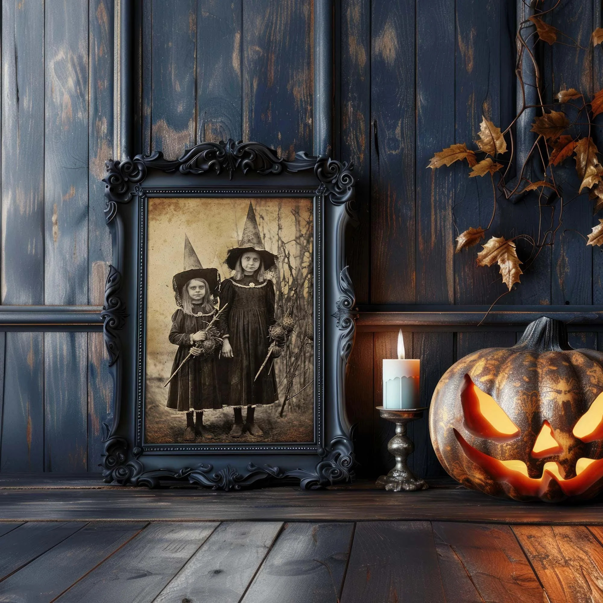 Vintage Primitive Witches Decor - Antique Photograph Creepy Vintage Witch Halloween Mantle Decoration- Printable Art Digital Download Print | Etsy (Global)