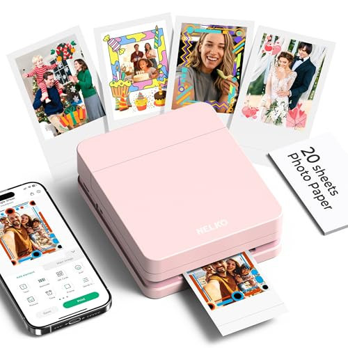 Nelko Photo Printer, PP01 Color Mini Portable Printer, Instant Smartphone Inkjet Printer, Sticky-Back Rechargeable Portable Picture Printer for iOS & Android, for Christmas Family, Pink | Amazon (US)