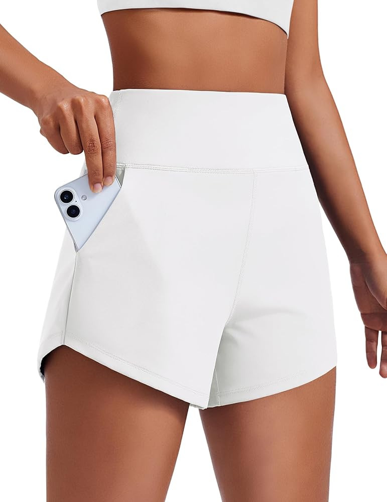 PINSPARK Women's 3.5" Running Athletic Shorts Unlined Breathable Workout Tummy Control Gym Yoga D... | Amazon (US)