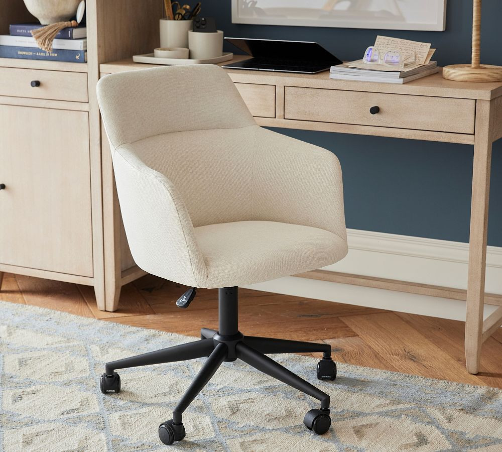 Asher Upholstered Swivel Desk Chair | Pottery Barn (US)