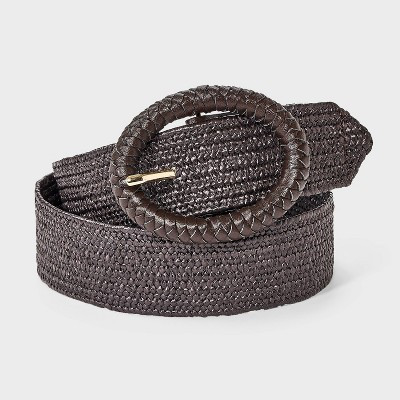 Straw Woven Stretch Belt - A New Day™ Dark Brown S | Target