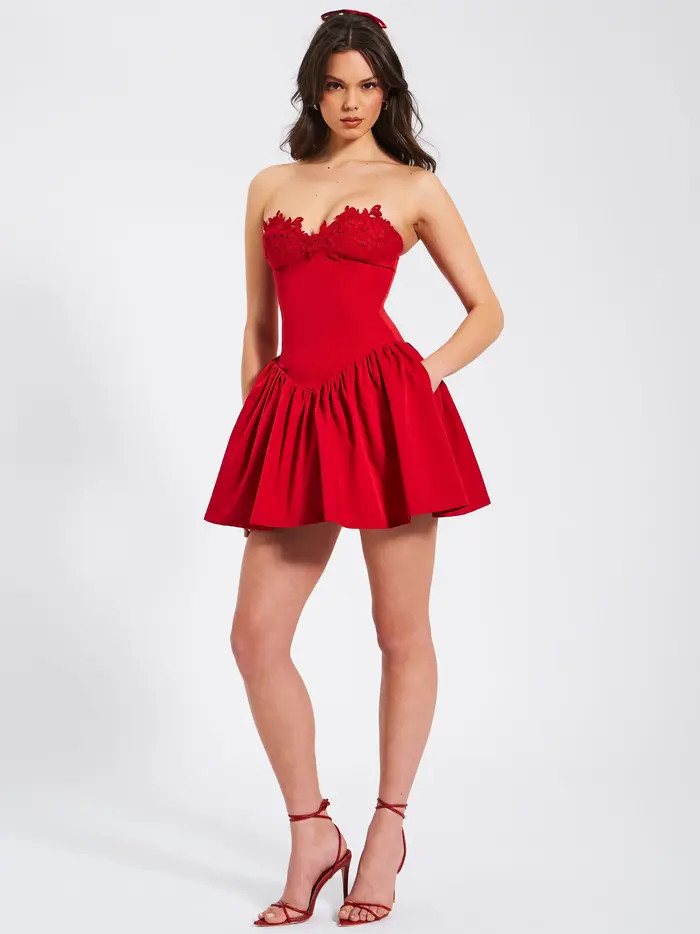Miss Circle Sacha Drop Waist Corset Puffy Mini Dress | Nordstrom | Nordstrom