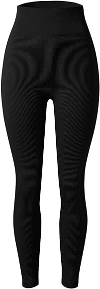 XIAOBU Workout Leggings Women's High Waist Butt-Lifting Elastic Slim Yoga Pants Solid Running Spo... | Amazon (US)