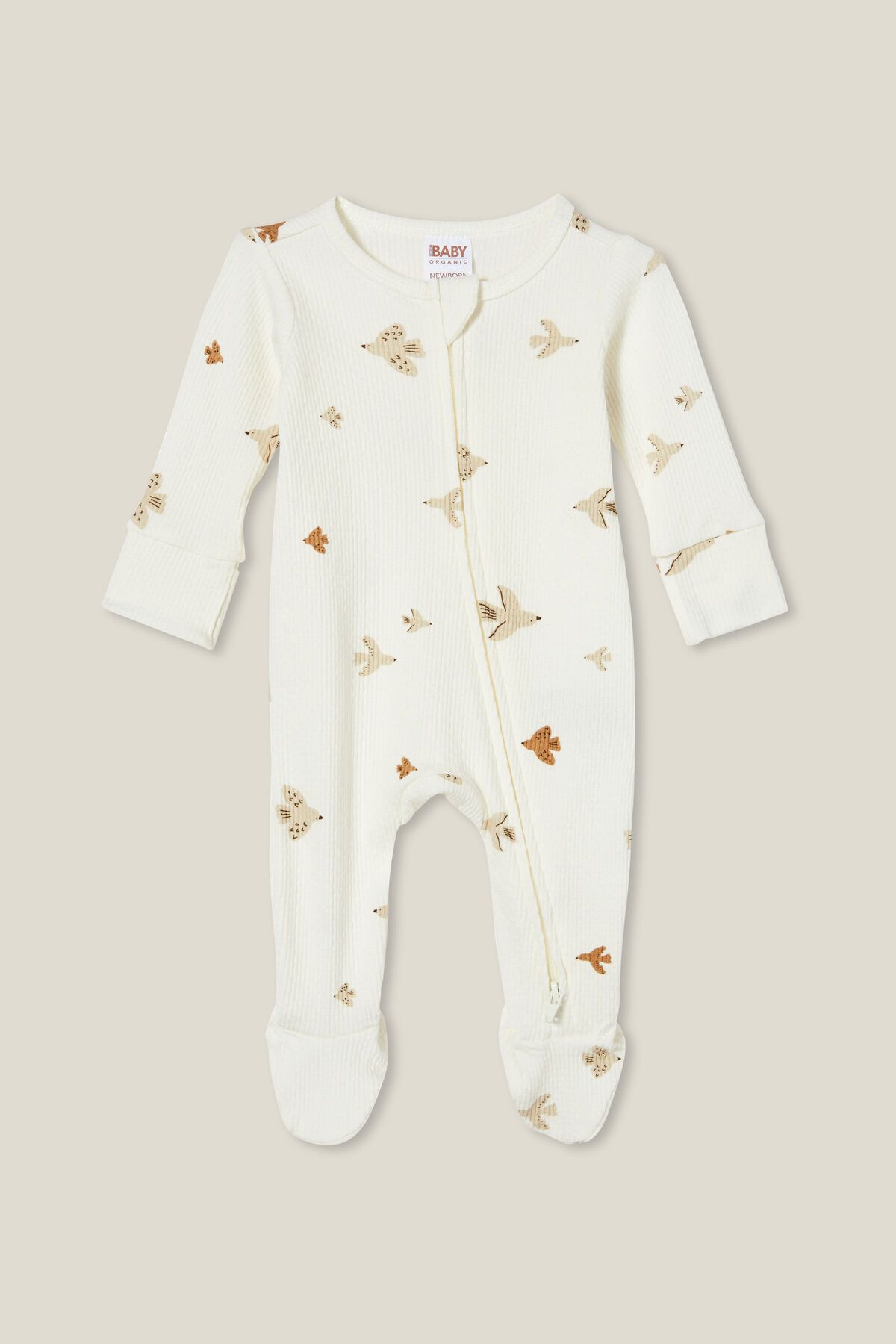 Organic Newborn Pointelle Zip Romper | Cotton On (US)