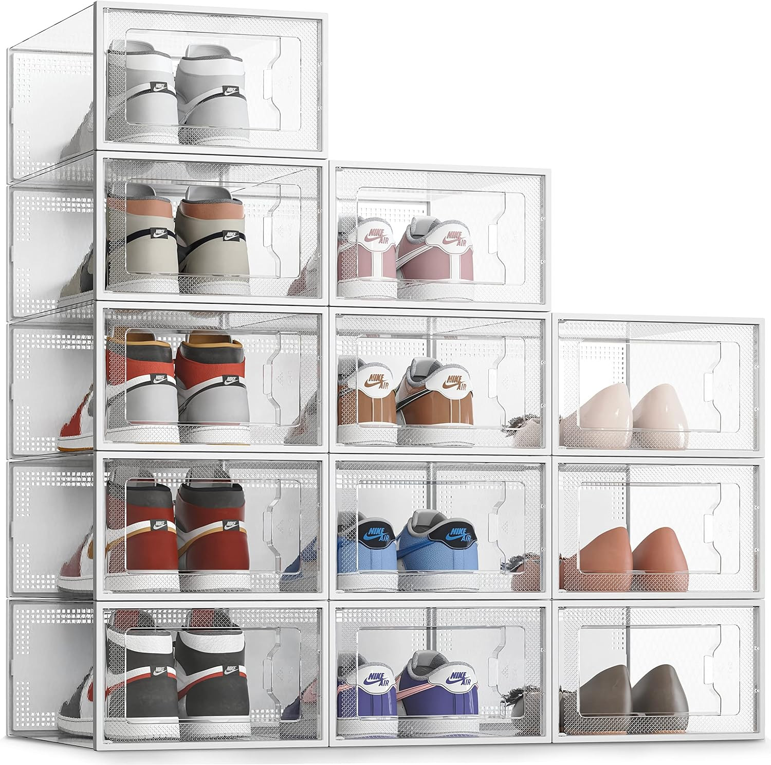 SEE SRPING XX-Large 12 Pack Shoe Storage Box, Clear Plastic Stackable Shoe Organizer for Closet, ... | Amazon (US)