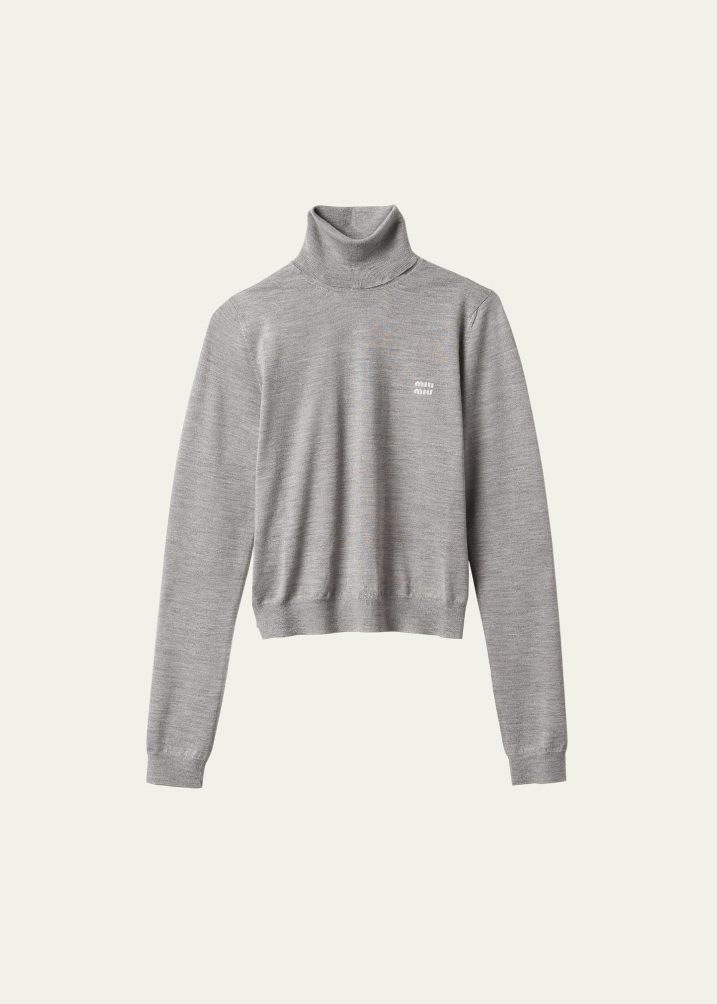 Miu Miu Logo-Embroidered Cashmere Silk Turtleneck | Bergdorf Goodman