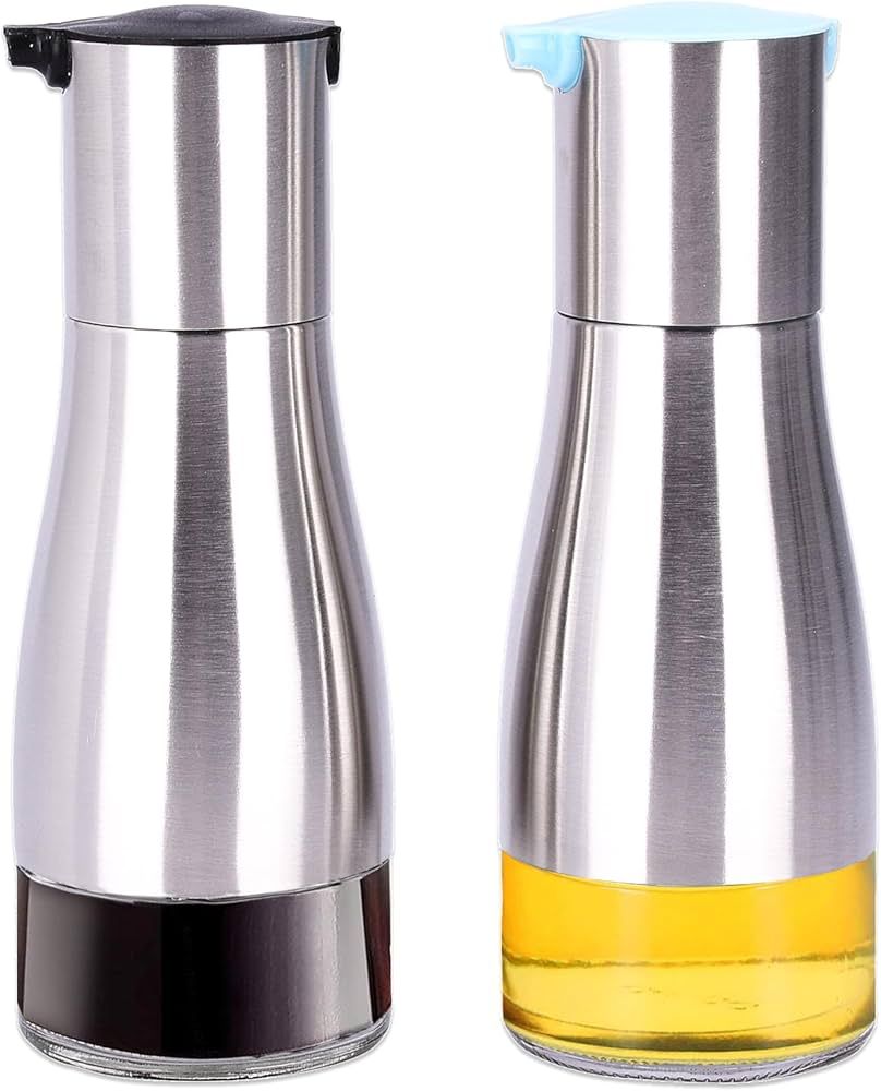 2LB Depot Oil and Vinegar Dispenser Set - Brushed Steel & Glass Containers with Anti-Drip Spout L... | Amazon (US)