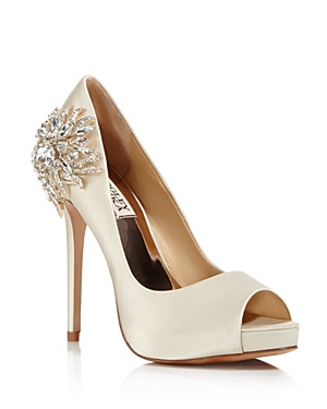 Badgley Mischka Women's Marcia Embellished Satin Peep Toe Pumps | Bloomingdale's (US)