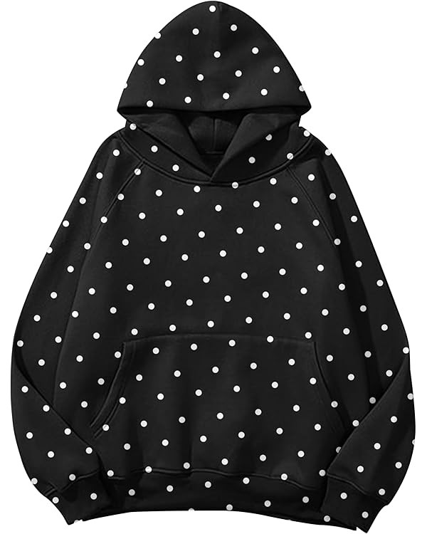 Lauweion Women Solid Basic Fleece Letter Loose Hoodie Sweatshirt Long Sleeve Kangaroo Pocket Drop... | Amazon (US)