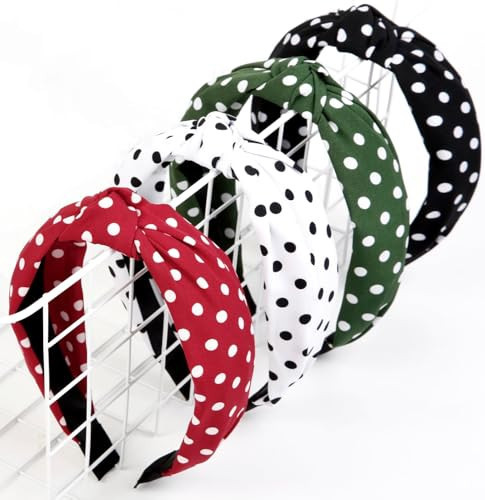 Christmas Polka Dot Headbands for Women Knotted Headbands for Girls Cute Top Knot Head Bands for Women's Hair Non Slip Fashion Hair Accessories for Women Girls | Amazon (US)