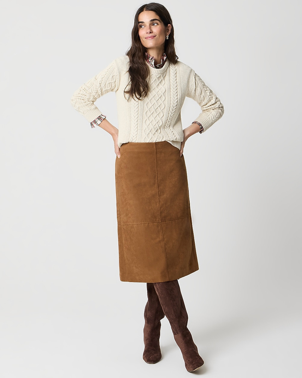 Petite sueded pencil midi skirt | J.Crew Factory