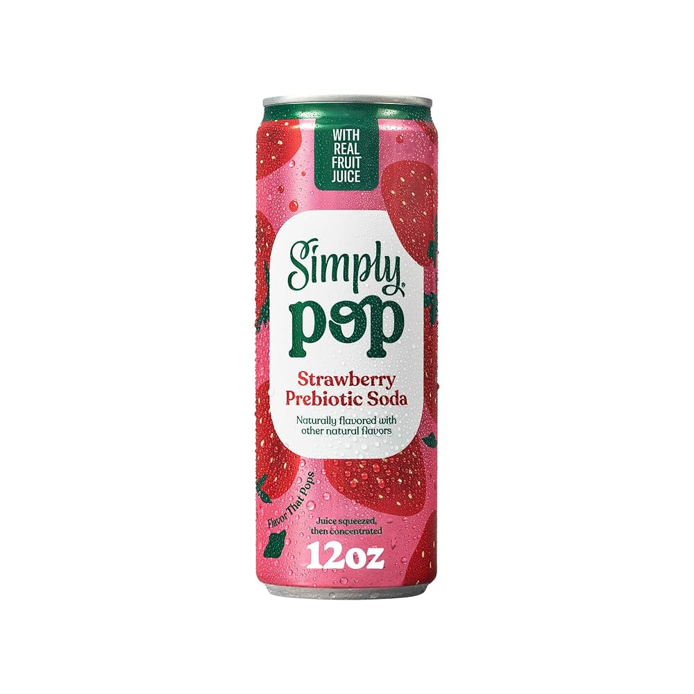 Simply Pop, Strawberry Prebiotic Soda, 12 Fl Oz | Amazon (US)