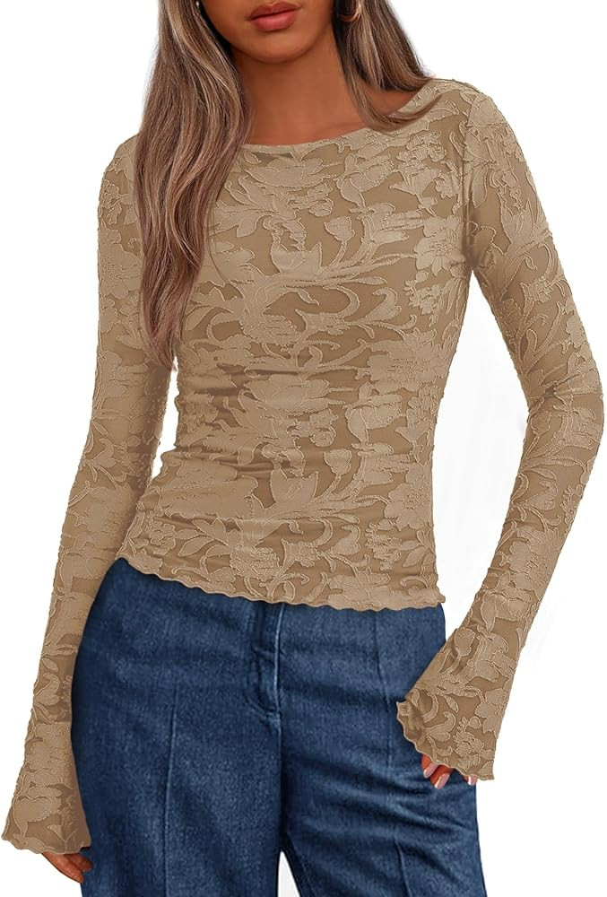 BTFBM Casual Long Sleeve Shirts Fall 2025 Going Out Tops for Women Trendy Floral Work Blouses Bod... | Amazon (US)