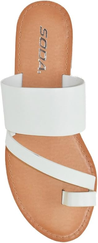 Soda Joan Womens Open Toe Slip On Flip Flop Sandals | Amazon (US)