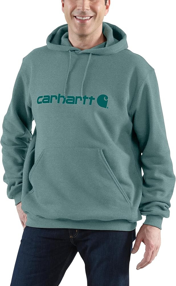 Carhartt Men's Signature Logo Hooded Midweight Sweatshirt | Amazon (US)