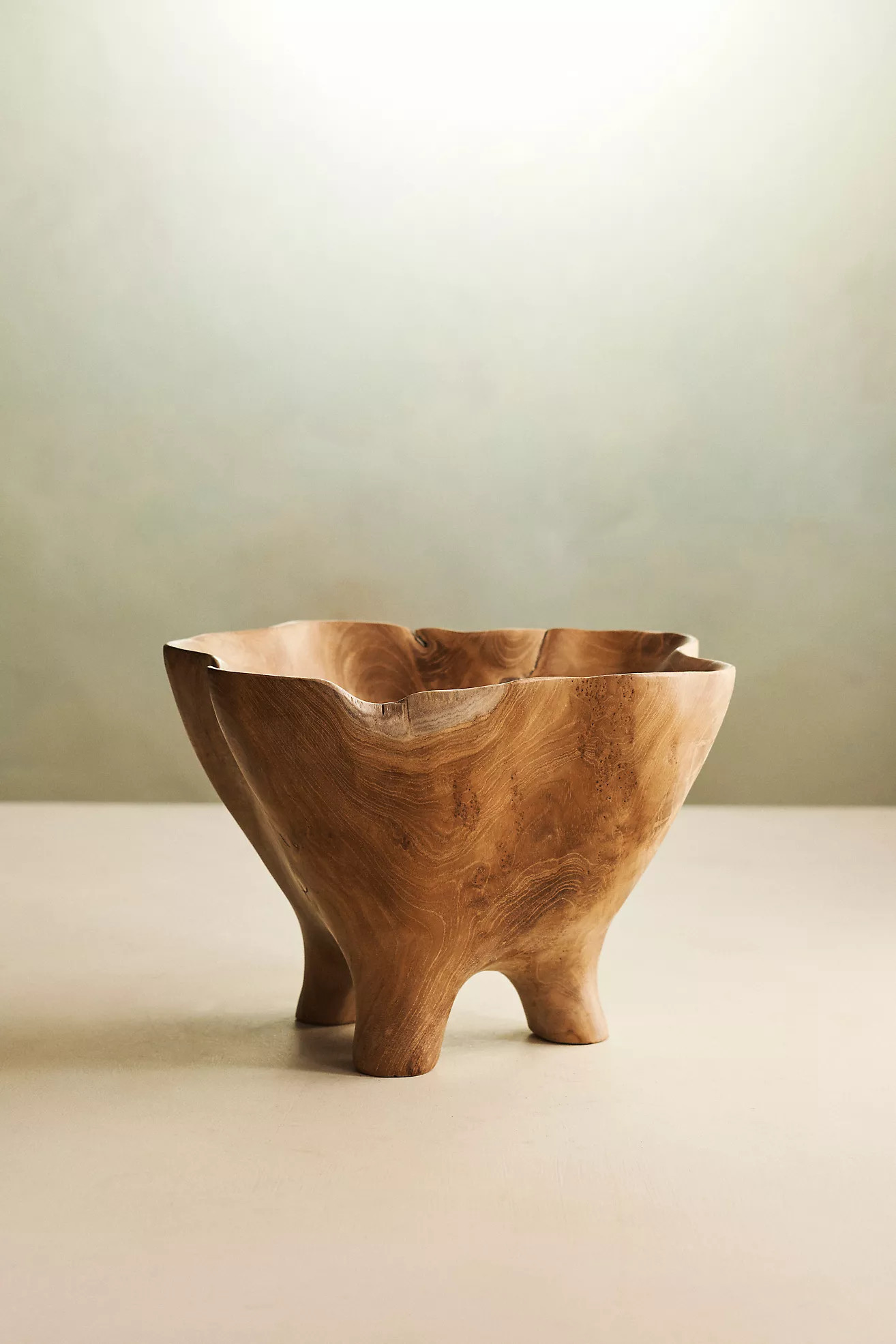 Fluted Mouth Footed Teak Bowl, Small | Anthropologie (US)