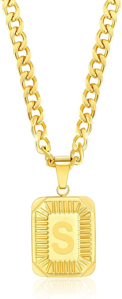 Gemsme Initial Necklace A-Z Letter Pendant for Men and Women, 18K Gold Plated Stainless Steel Box... | Amazon (US)