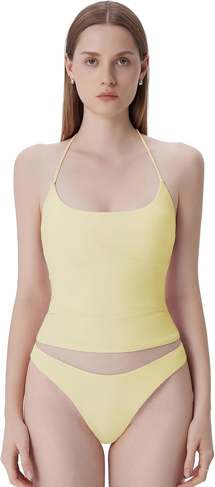 SUUKSESS Womens Halter Tops with Built in Bras Double Lined Open Back Y2K Going Out Camisole Tank... | Amazon (US)