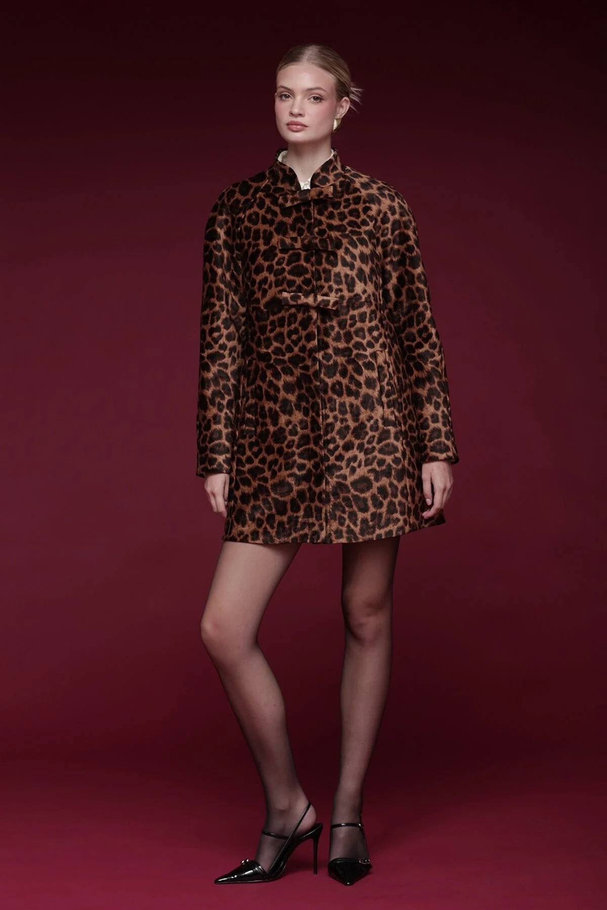 Bow Front Leopard Topper Coat | Avec Les Filles