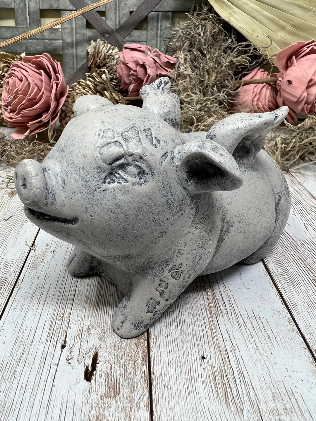 NEW "when Pigs Fly" Statue, Pig With Angel Wings Statue, Aged Stone Finish, Concrete Statue, Gard... | Etsy (US)