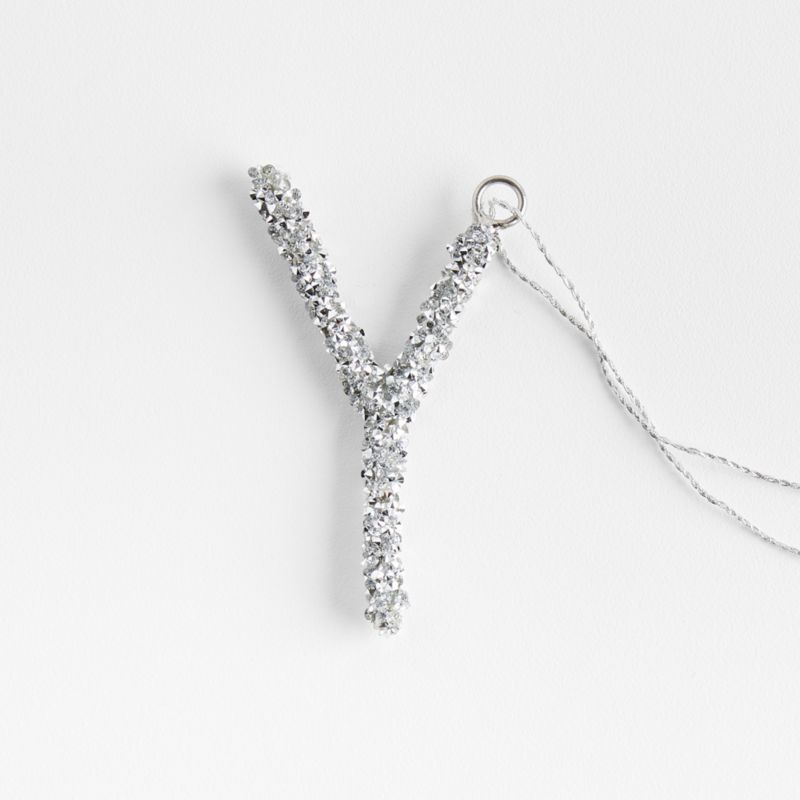 Silver Beaded "Y" Letter Monogram Christmas Tree Ornament + Reviews | Crate & Barrel | Crate & Barrel