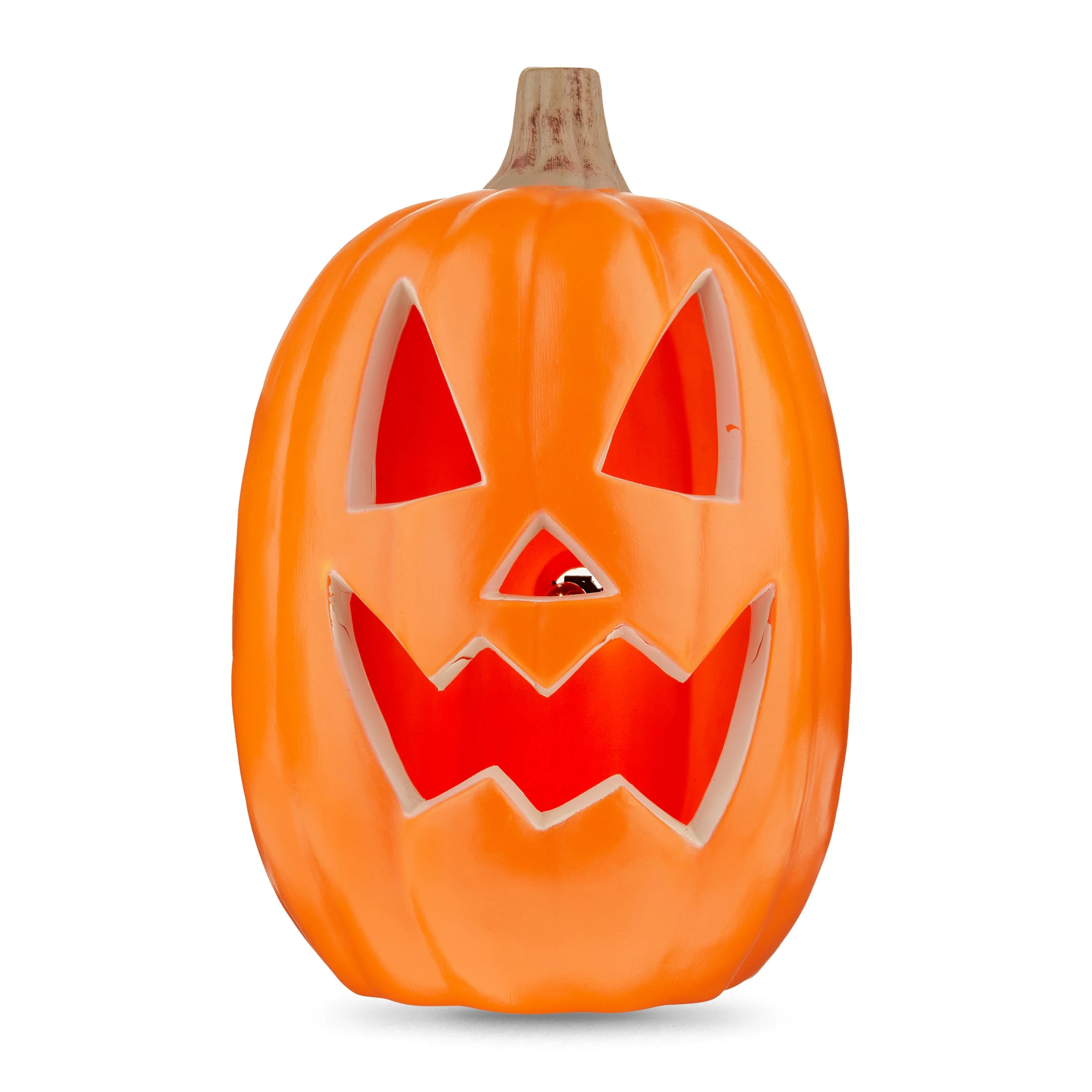 Halloween Orange Polypropylene Light-Up Jack-O'-Lantern Decoration, 10 in x 10 in x 16 in, by Way... | Walmart (US)