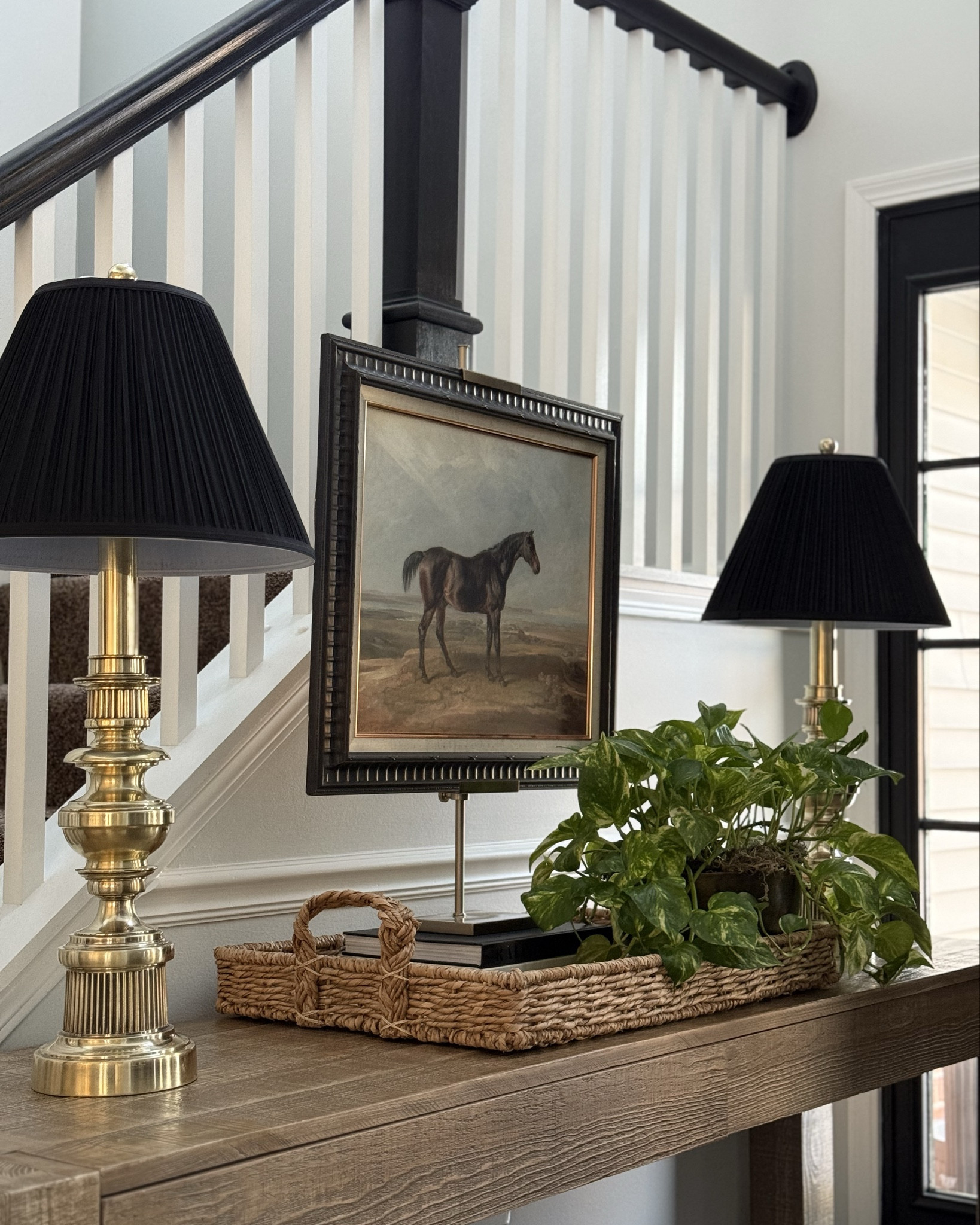 For those asking about my vintage lamps, I did find a couple and linked others like them. Note: I changed the original lamp shade to a black one. 

#LTKHome