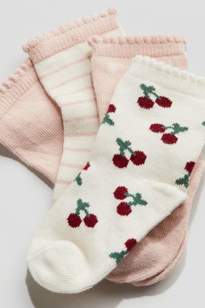 4-pack Socks - Light pink/patterned - Kids | H&M US | H&M (US + CA)
