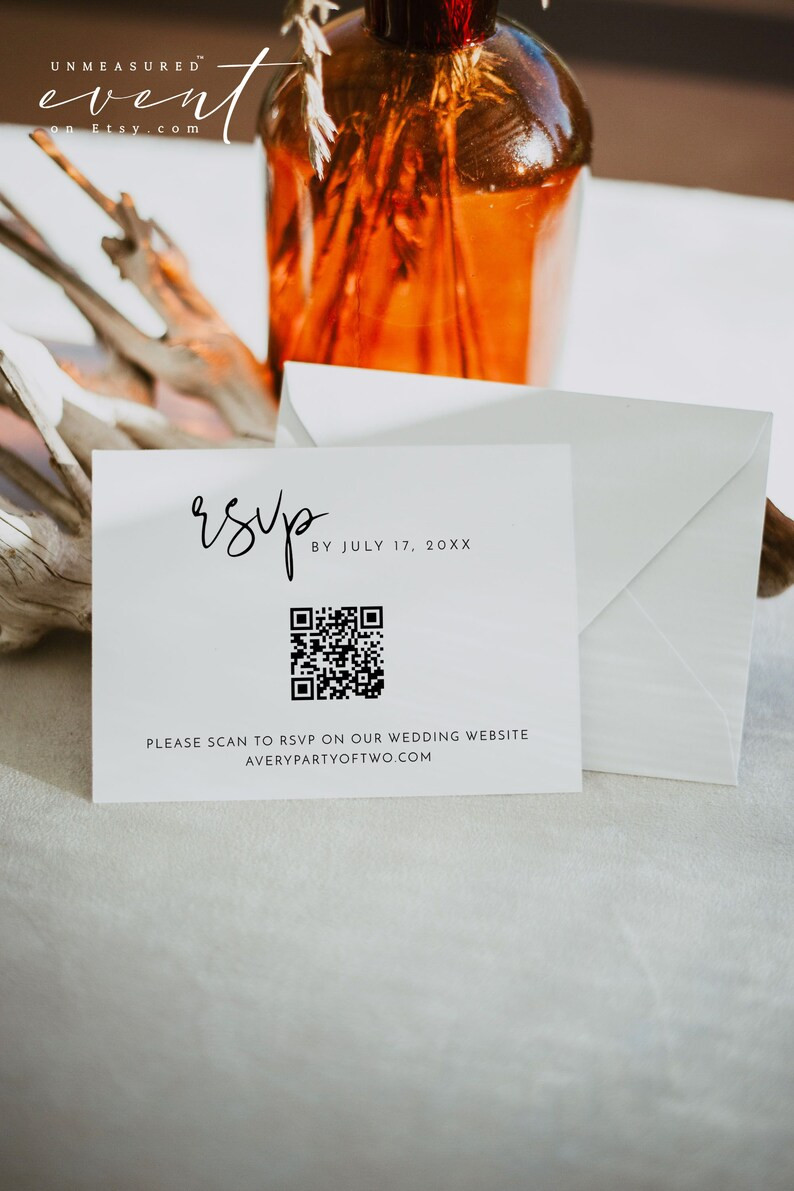 ADELLA QR Code RSVP Card Template, Printable Rsvp Card, Modern Minimalist Wedding Response Card, ... | Etsy (US)