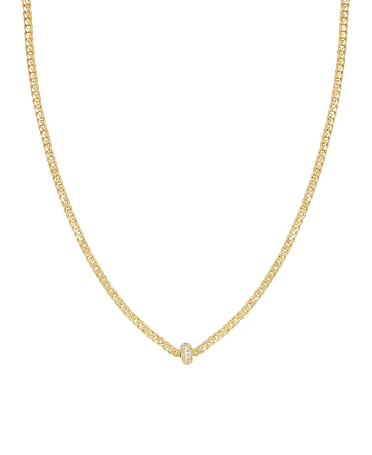 Ettika Simple Flat Chain and Crystal Bead Necklace - Gold Plated | Macy's