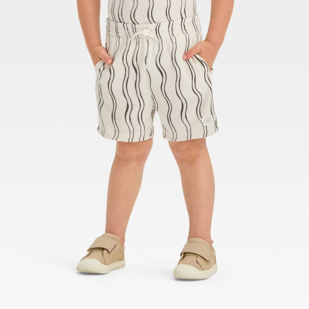 Grayson Mini Toddler Boys' Pull-On Wavy Striped Shorts Set - White | Target