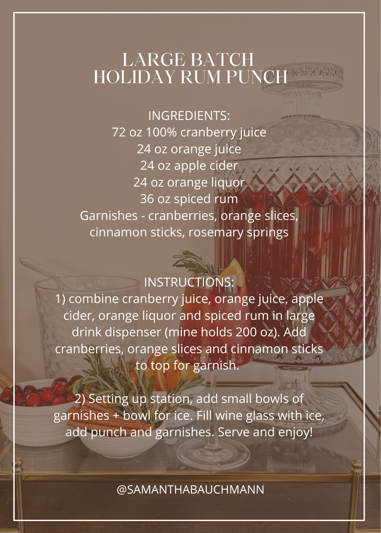 Large batch holiday rum punch! Ingredients list and instructions 

#LTKSeasonal #LTKHoliday #LTKparties
