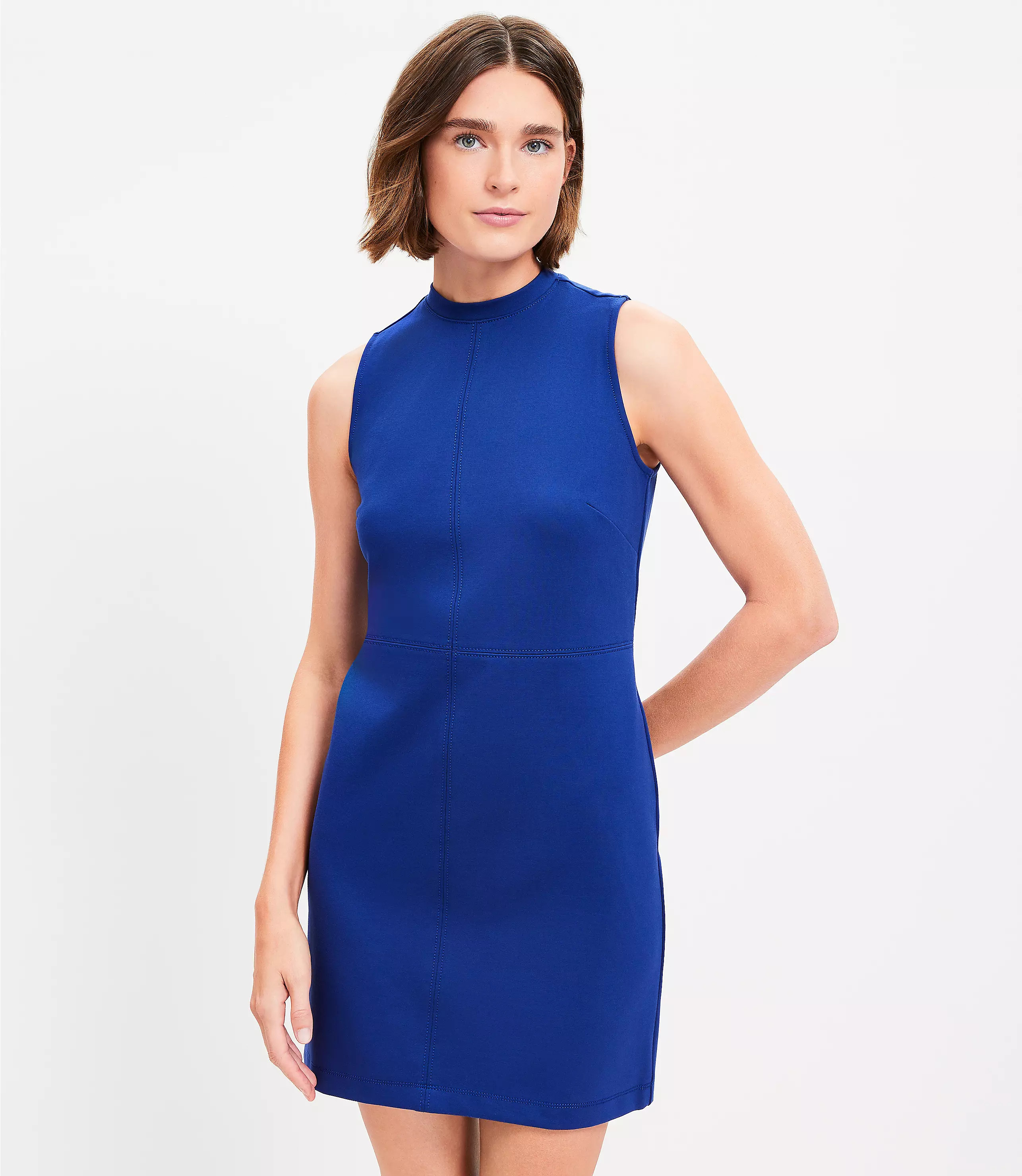 Seamed Ponte Mock Neck Dress | LOFT