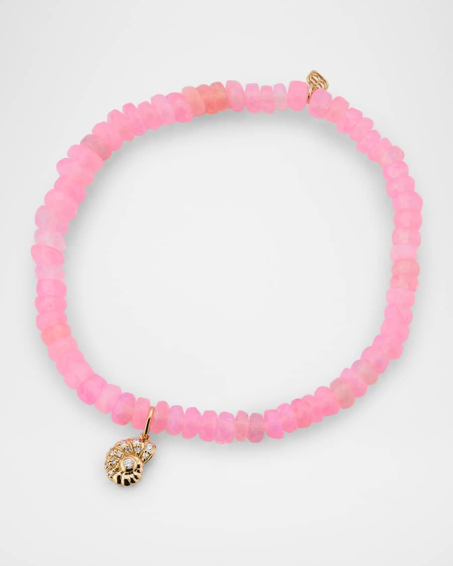 Sydney Evan 14K Gold & Diamond Nautilus Charm on Opal Beaded Bracelet | Neiman Marcus