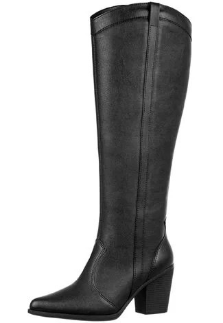 Bota Feminina Western Texana Country Cano Alto Bico Fino Preta | Dafiti (BR)