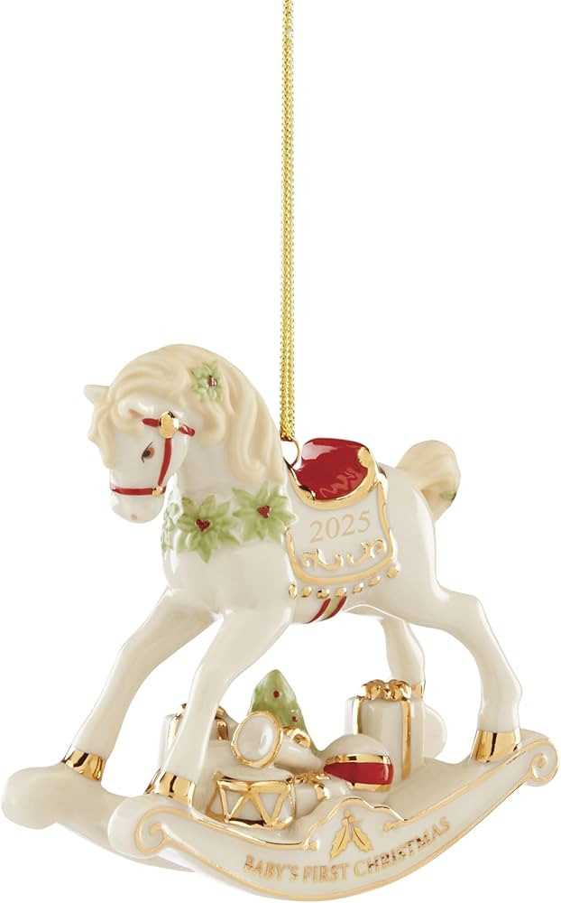 Lenox Ornament, 2025 Vintage Rocking Horse Christmas Tree Ornament, Porcelain with Gold Accents a... | Amazon (US)